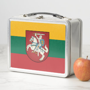 Flagge und Wappen Litauens Metall Brotdose