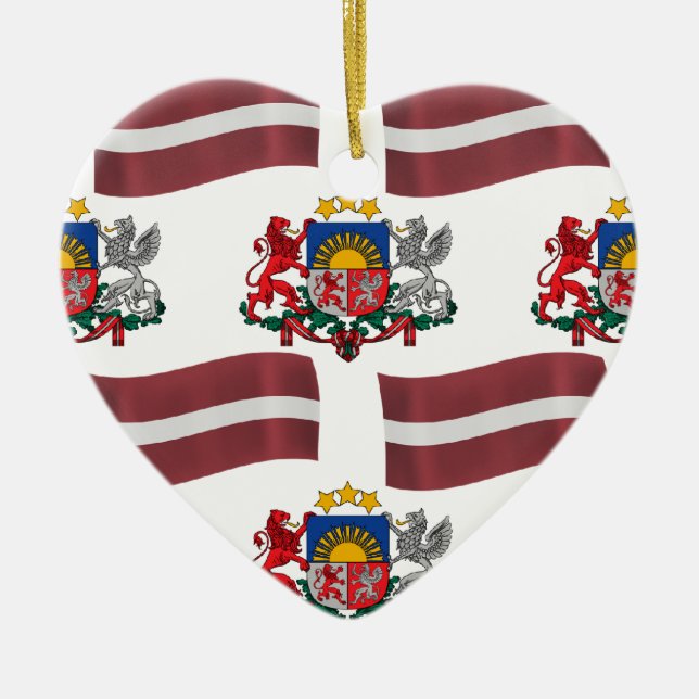 Flagge und Wappen von Lettland Keramik Ornament (Vorne)