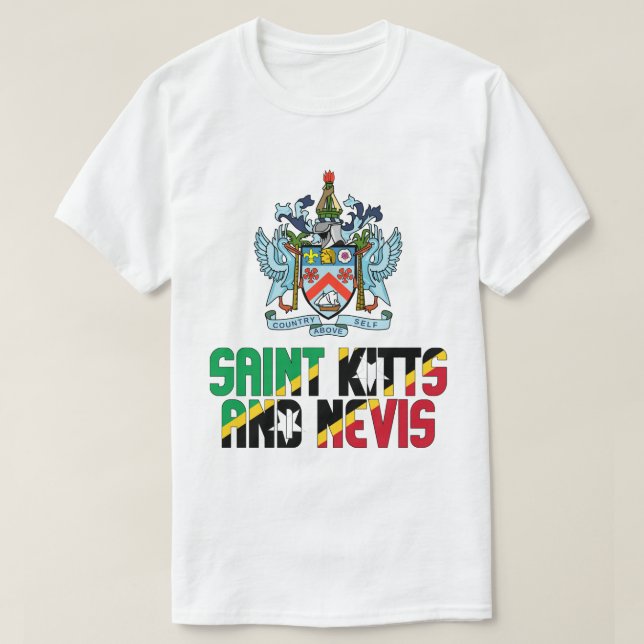 Flagge und Wappen von St. Kitts und Nevis T-Shirt (Design vorne)