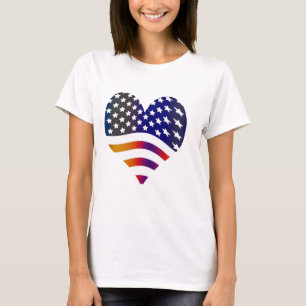 Flagge USA Herz Liebe amerikanische Ehre Truppen S T-Shirt