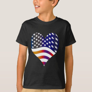 Flagge USA Herz Liebe amerikanische Ehre Truppen S T-Shirt