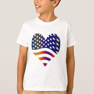 Flagge USA Herz Liebe amerikanische Ehre Truppen S T-Shirt