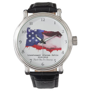 *~* Flagge USA-Veteranen-militärisches rotes Armbanduhr