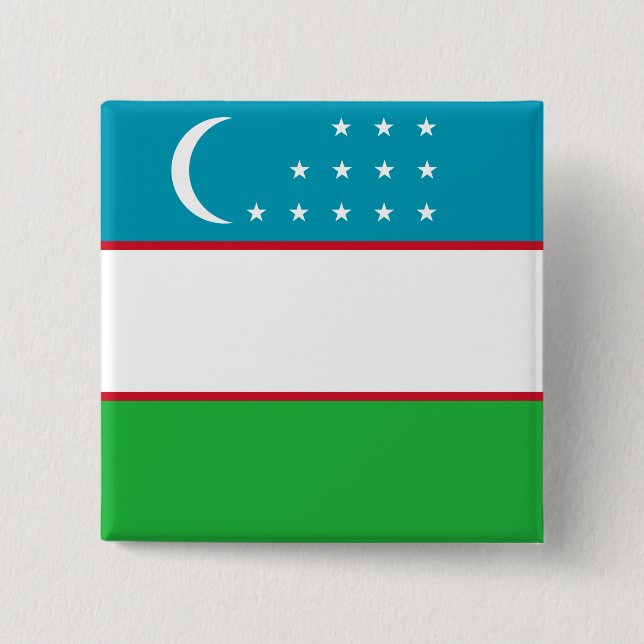Flagge Usbekistans Button (Vorderseite)