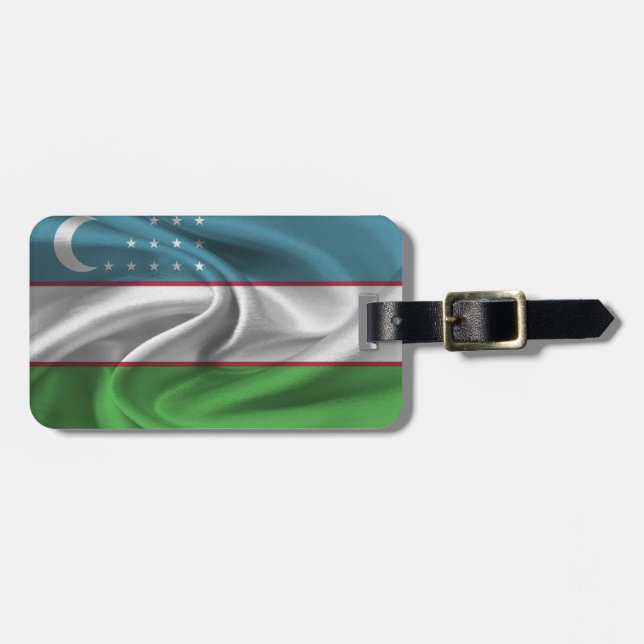 Flagge Usbekistans Gepäckanhänger (Vorderseite horizontal)