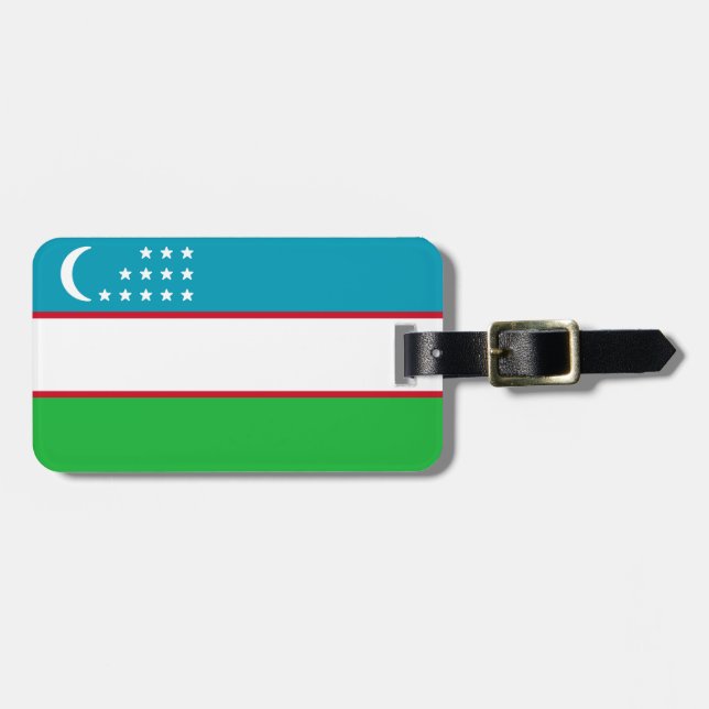 Flagge Usbekistans Gepäckanhänger (Vorderseite horizontal)