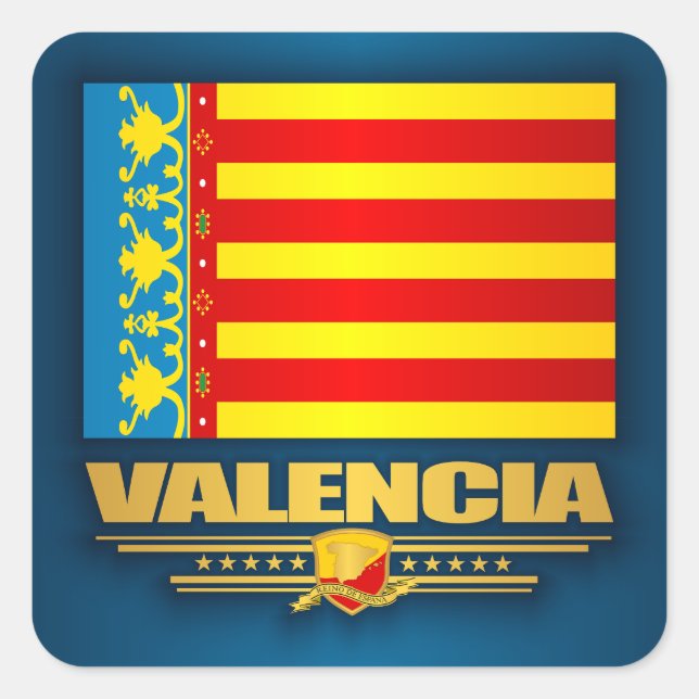 Flagge Valencias Quadratischer Aufkleber (Vorderseite)