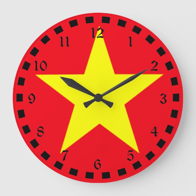 Flagge Vietnams Große Wanduhr (Vorderseite)