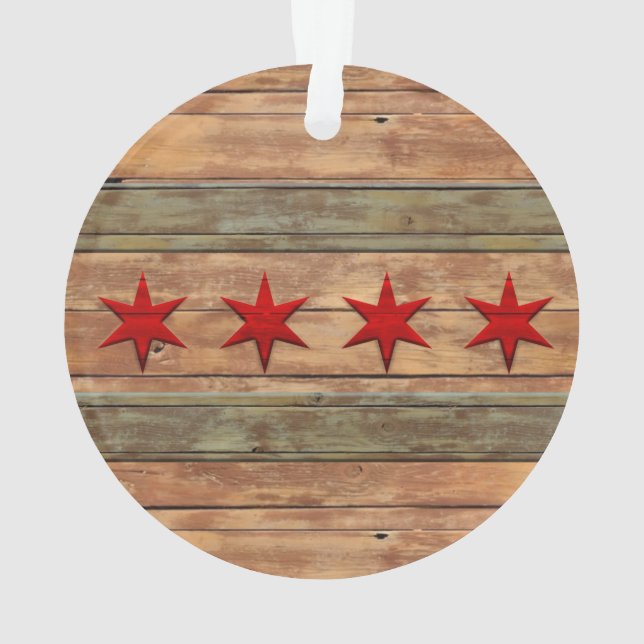 Flagge Vintagen hölzernen Blickes Chicagos Ornament (Rückseite)
