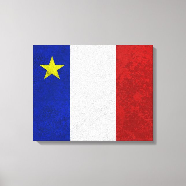 Flagge von Acadia Distressed Grunge Leinwanddruck (Vorderseite)