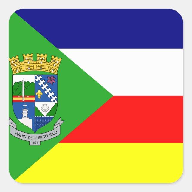 Flagge von Aibonito, Puerto Rico Quadratischer Aufkleber (Vorderseite)