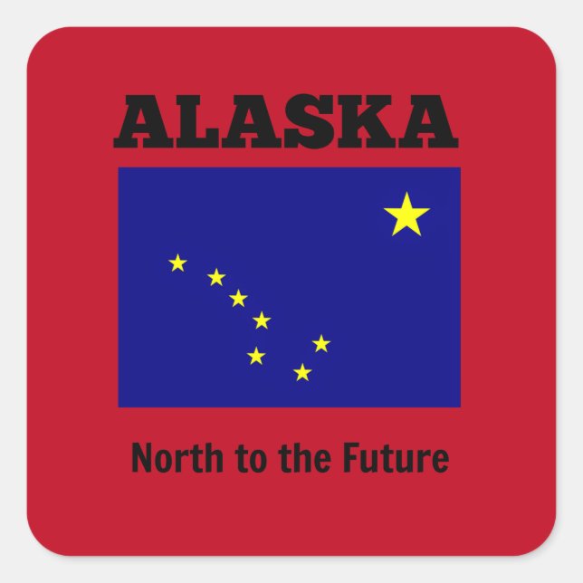 Flagge von Alaska mit Motto Quadratischer Aufkleber (Vorderseite)