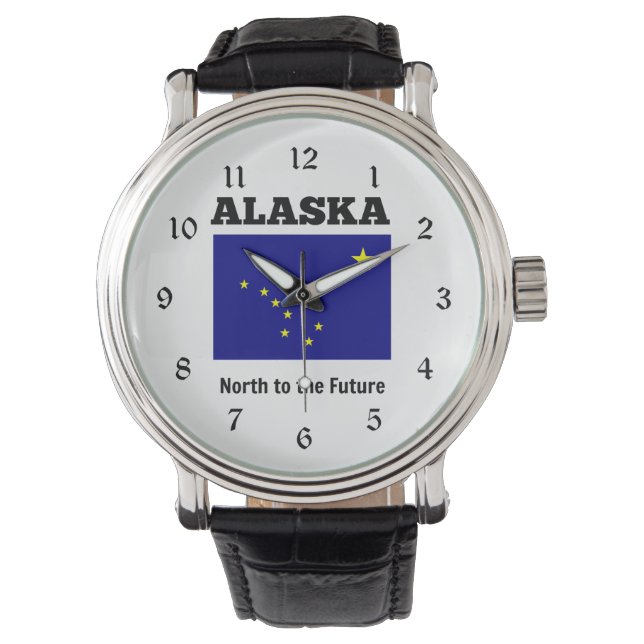 Flagge von Alaska mit Staat-Motto Beobachtung Armbanduhr (Vorderseite)