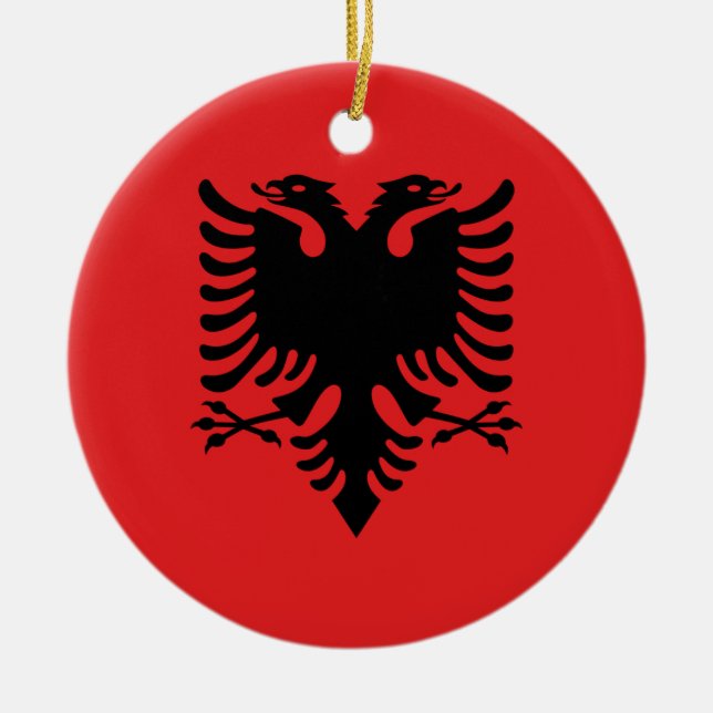 Flagge von Albanien - Flamuri I Shqipërisë Keramikornament (Vorne)