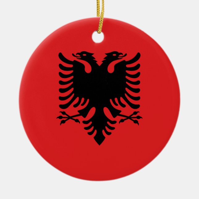 Flagge von Albanien - Flamuri Kombëtar - Keramik Ornament (Vorne)
