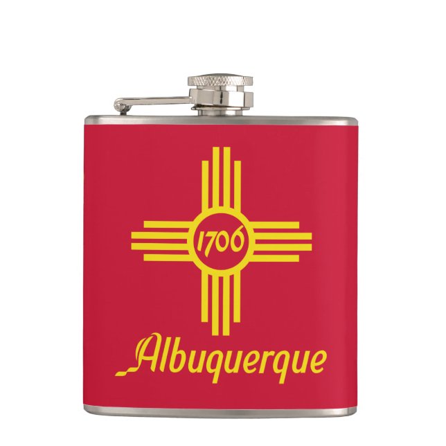 Flagge von Albuquerque, New Mexico Hip Flask Flachmann (Vorderseite)