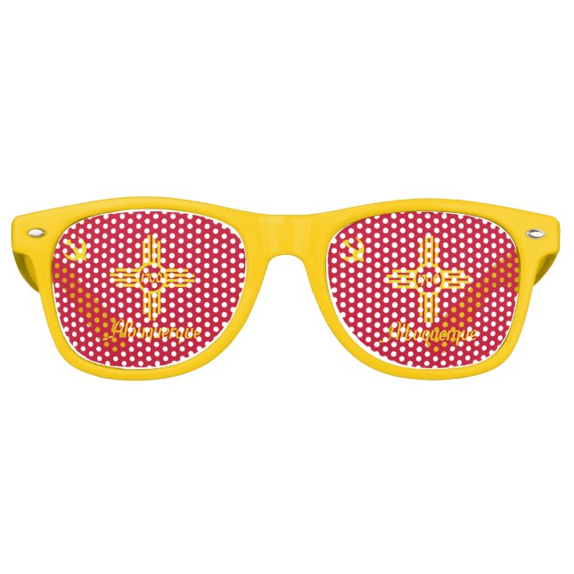 Flagge von Albuquerque, New Mexico Retro-Sonnenbri Partybrille (Vorderseite)