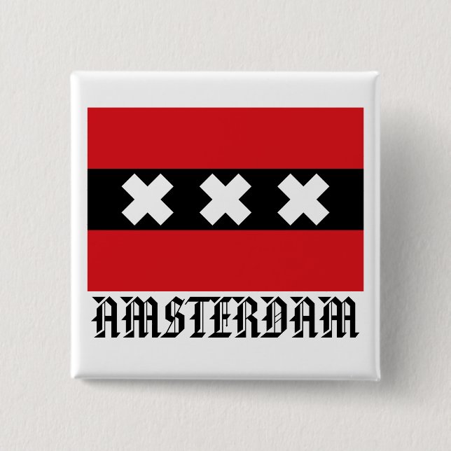 Flagge von Amsterdam Button (Vorderseite)