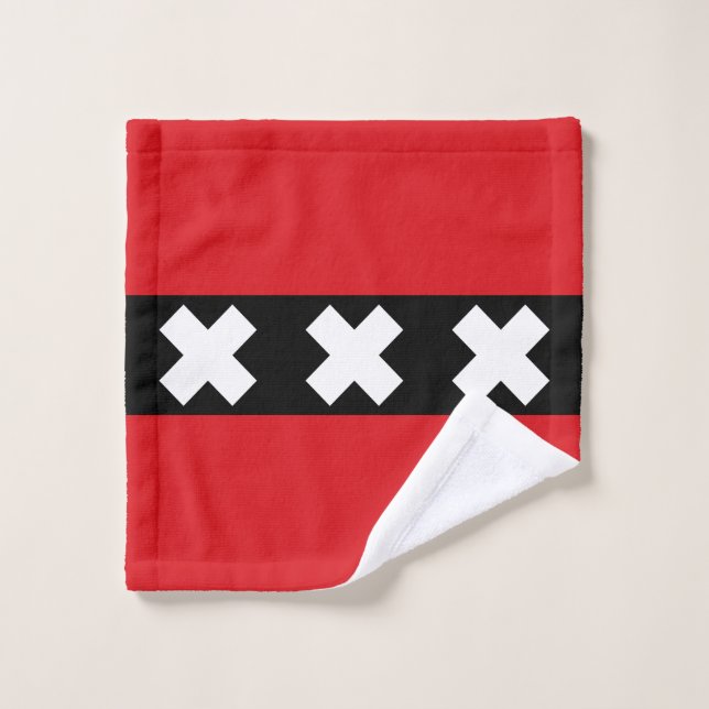 Flagge von Amsterdam, die Niederlande Waschlappen (Waschlappen)