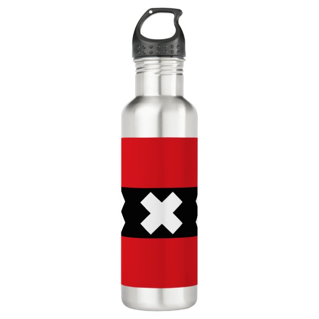 Flagge von Amsterdam Edelstahlflasche (Vorderseite)