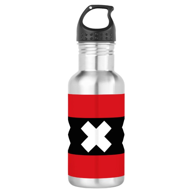 Flagge von Amsterdam Edelstahlflasche (Vorderseite)