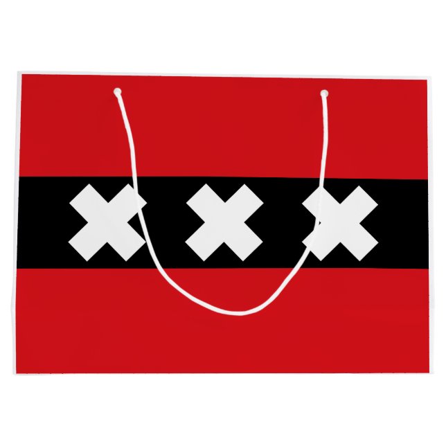 Flagge von Amsterdam Große Geschenktüte (Rückseite)