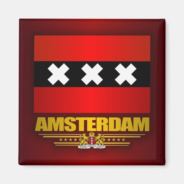 Flagge von Amsterdam Magnet (Vorne)