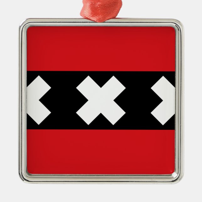 Flagge von Amsterdam Silbernes Ornament (Vorne)