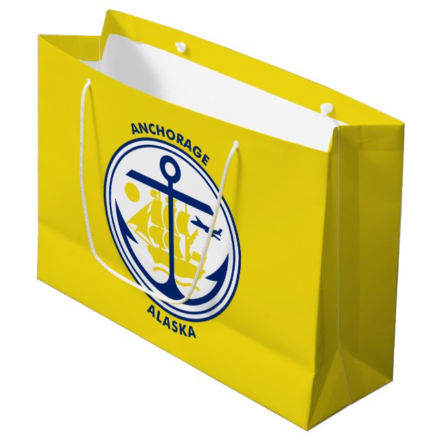 Flagge von Anchorage, Alaska großes Geschenktüte (Vorderseite Schrägansicht)