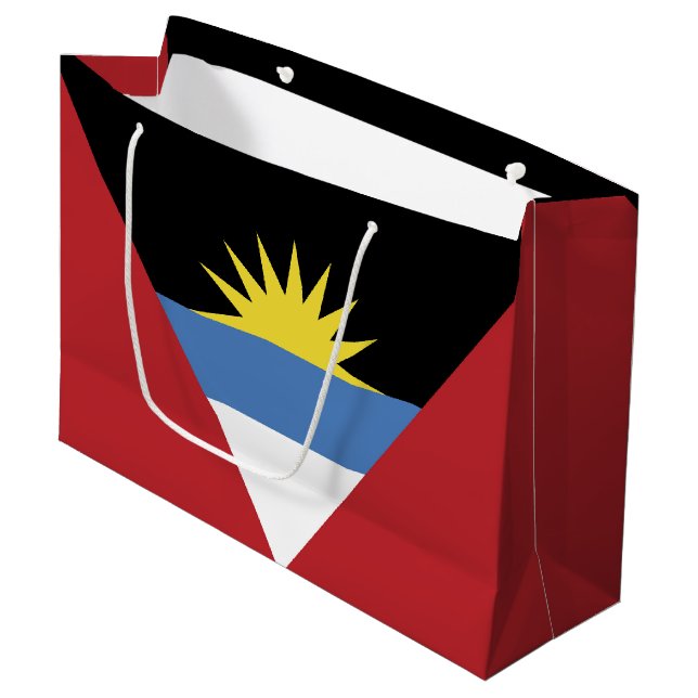 Flagge von Antigua und Barbuda Große Geschenktüte (Vorderseite Schrägansicht)