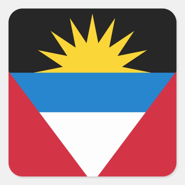Flagge von Antigua und Barbuda Quadratischer Aufkleber (Vorderseite)