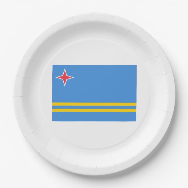 Flagge von Aruba Pappteller (Vorderseite)