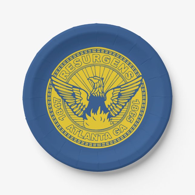 Flagge von Atlanta, georgische Papiertafel Pappteller (Vorderseite)