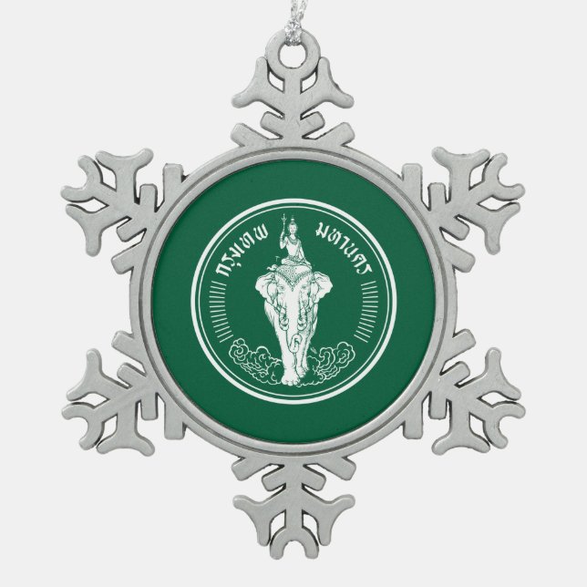 Flagge von Bangkok, Thailand Snowflake Pewter Chri Schneeflocken Zinn-Ornament (Vorderseite)