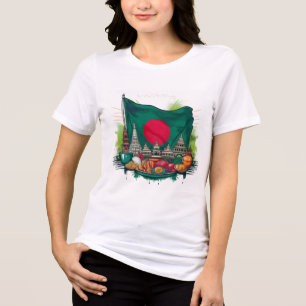Flagge von Bangladesch mit Sehenswürdigkeiten für  Tri-Blend Shirt