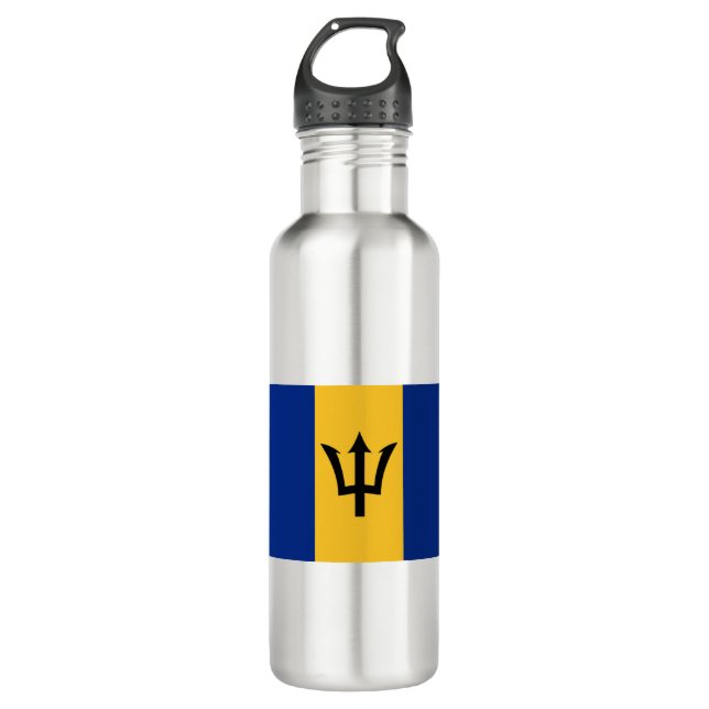 Flagge von Barbados Edelstahlflasche (Vorderseite)