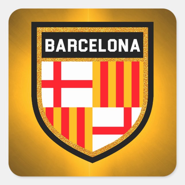 Flagge von Barcelona Quadratischer Aufkleber (Vorderseite)