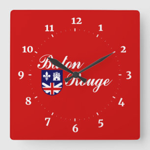 Flagge von Baton Rouge, Louisiana Quadratische Wan Wanduhr