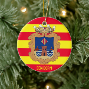 Flagge von Benidorm - Comunidad Valenciana (ESP) Keramik Ornament