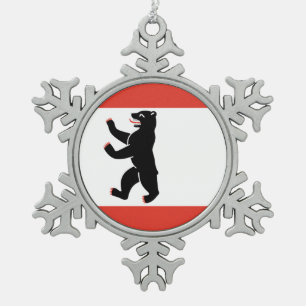 Flagge von Berlin Schneeflocken Zinn-Ornament