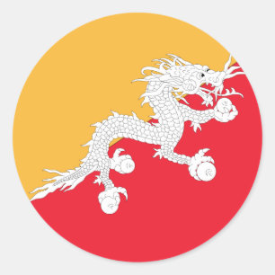 Flagge von Bhutan Runder Aufkleber