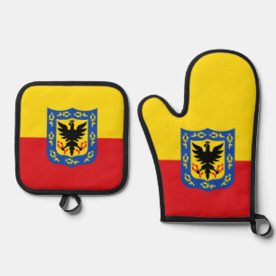 Flagge von Bogota, Kolumbien - Links Ofenhandschuh & Topflappen-Set
