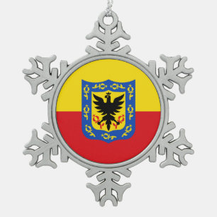 Flagge von Bogota, Kolumbien Schneeflocken Zinn-Ornament