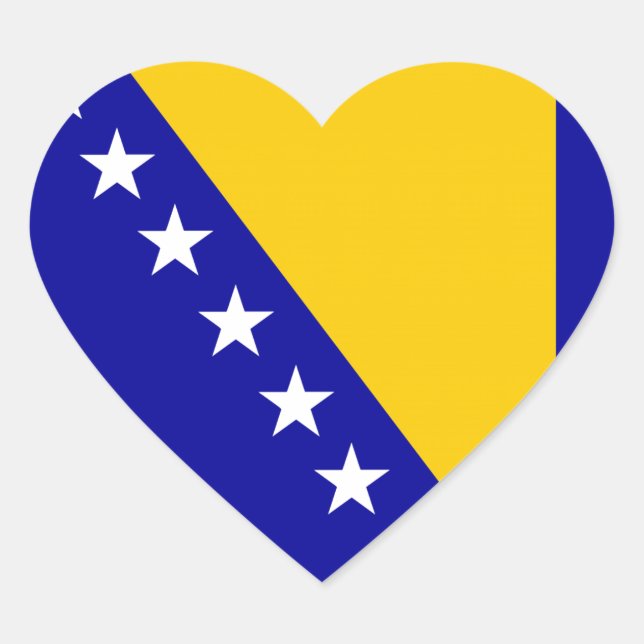 Flagge von Bosnien und Herzegowina Herz-Aufkleber (Vorderseite)