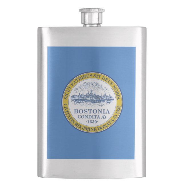 Flagge von Boston, Massachusetts Flask Flachmann (Vorderseite)