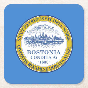 Flagge von Boston, Massachusetts Square Paper Unte Rechteckiger Pappuntersetzer