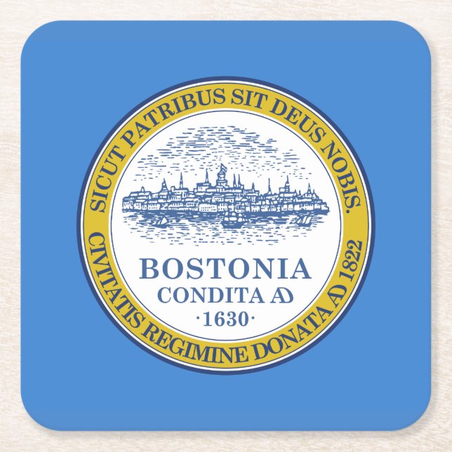 Flagge von Boston, Massachusetts Square Paper Unte Rechteckiger Pappuntersetzer (Vorderseite)
