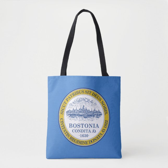 Flagge von Boston, Massachusetts Tote Tag Tasche (Vorderseite)