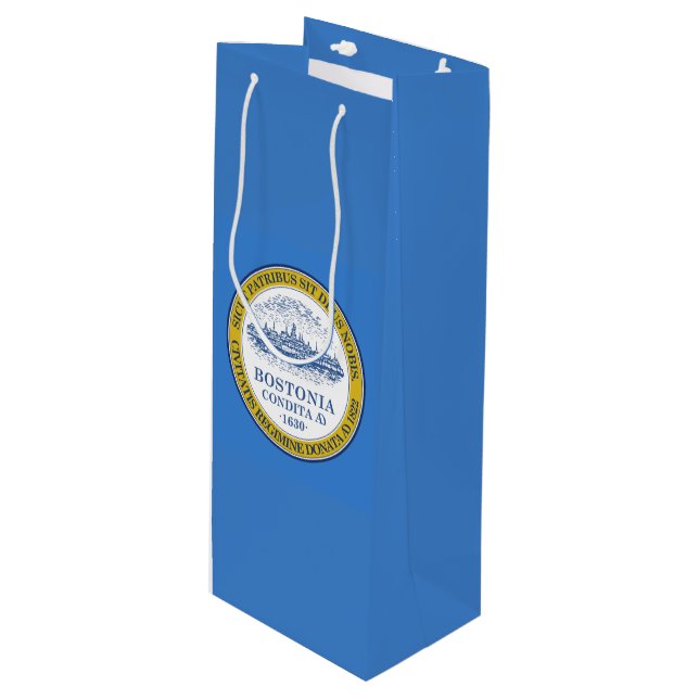 Flagge von Boston, Massachusetts Weinbeutel Geschenktüte Für Weinflaschen (Vorderseite Schrägansicht)