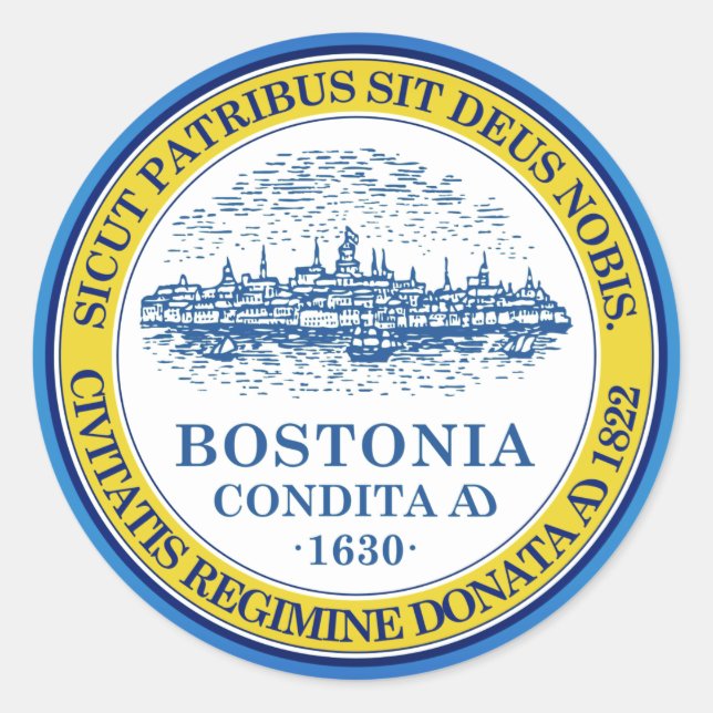 Flagge von Boston, Oval-Aufkleber von Massachusett Runder Aufkleber (Vorderseite)